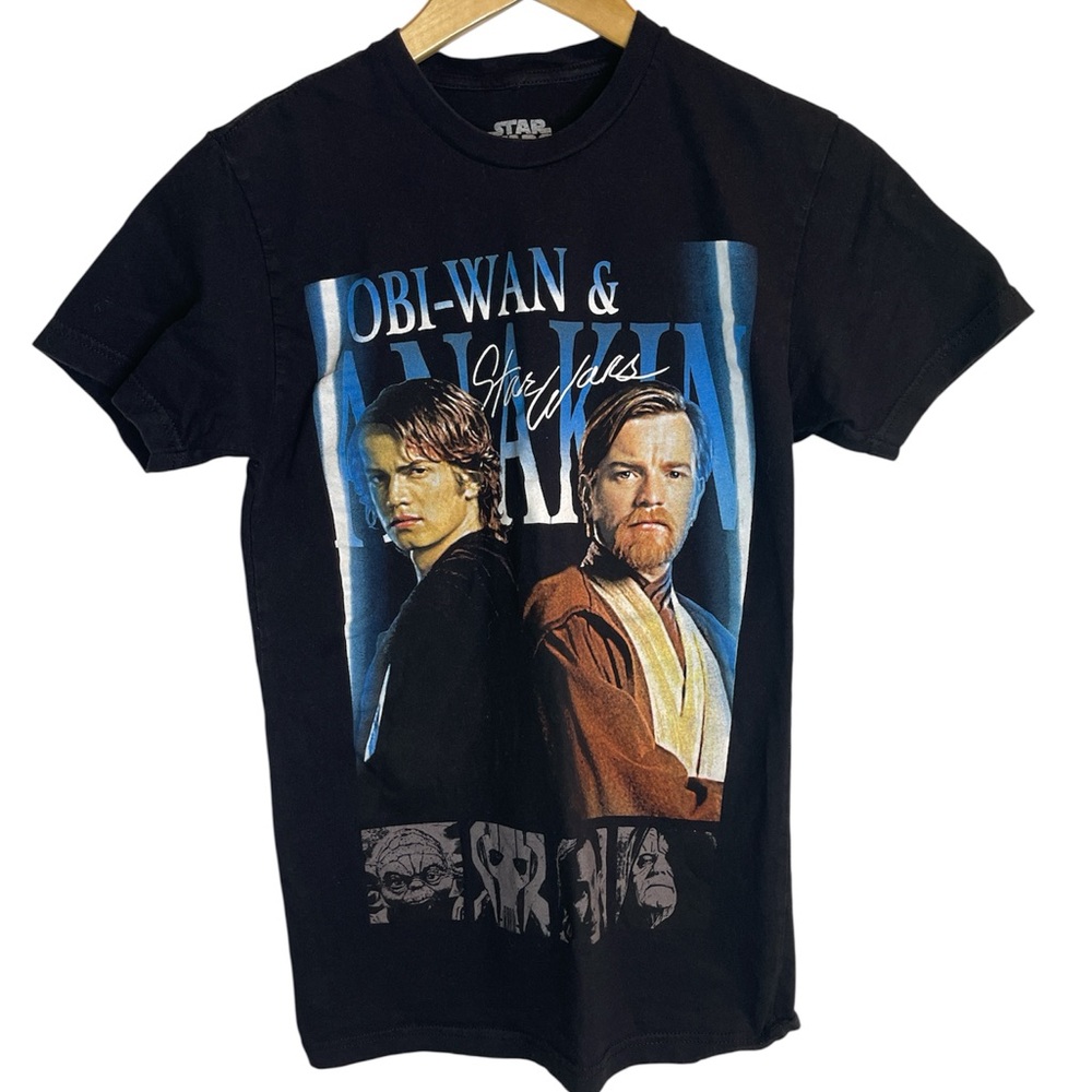Star Wars Obi-Wan & Anakin Graphic Tee XS Black – Mad Engine 100% Cotton